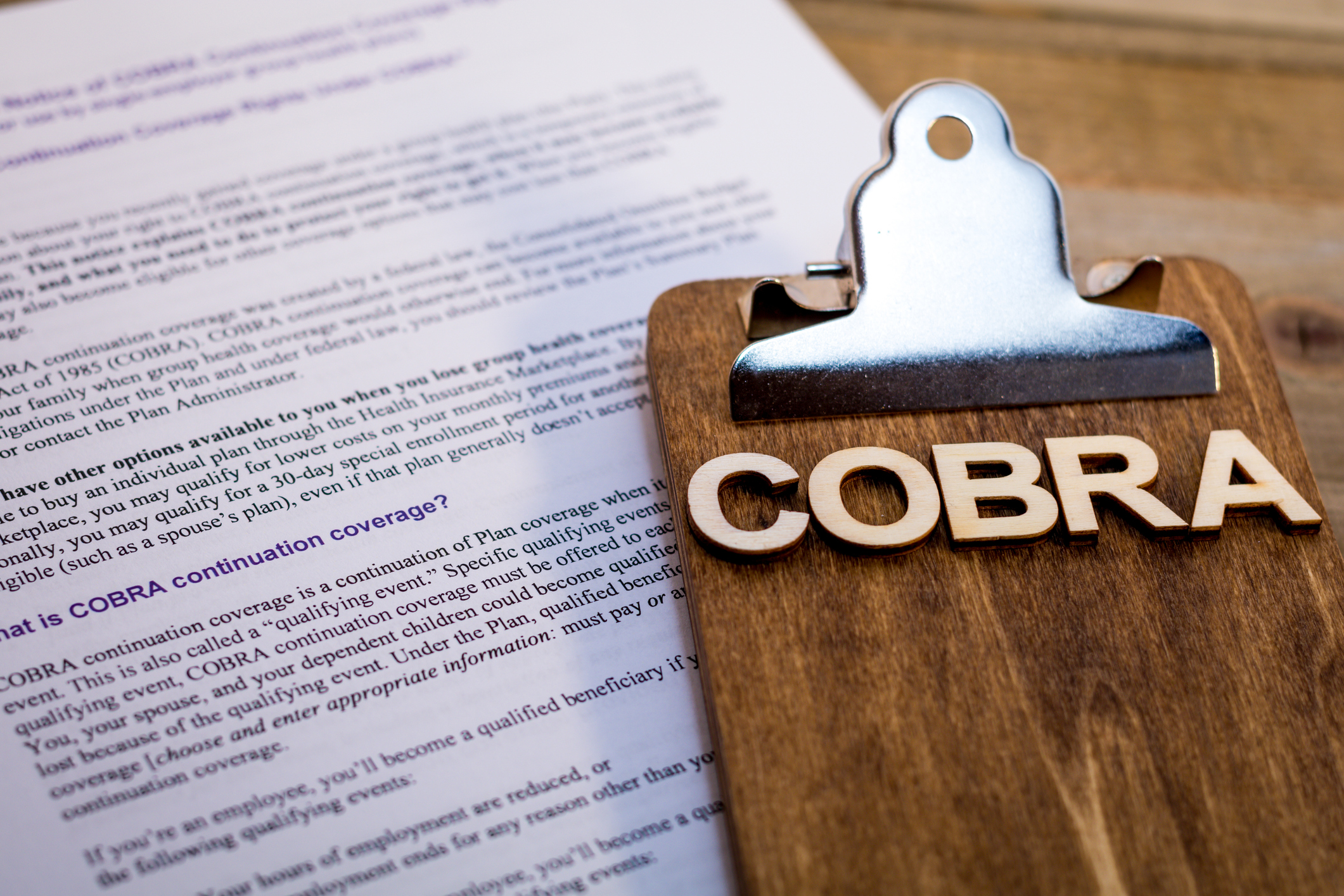 COBRA Healthcare Insurance Benefits for Unemployment concept