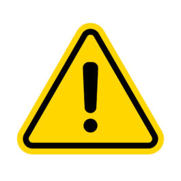 Hazard warning attention sign with exclamation mark symbol. Vector illustration.