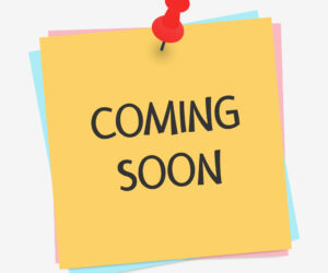 Note paper with push pin. Sheet, sticky note or notebook page with text Coming soon. Vector illustration Note paper with push pin. Sheet, sticky note or notebook page with text Coming soon. Vector illustration